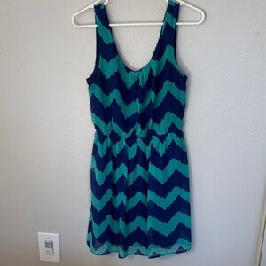 As U Wish Teal and Navy Chevron Mini Dress -158sku
